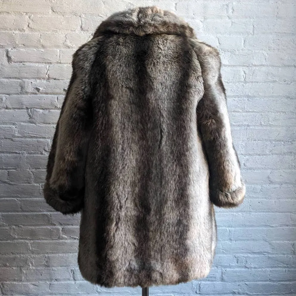 70s Vintage Vegan Velvet Faux Fox Mink Fur Furry Coat Plush Teddy Jacket