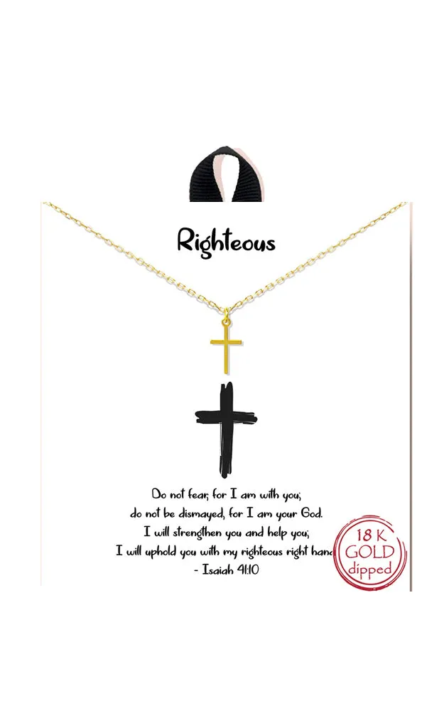 BANA006GD Gold  "Righteous" Cross Pendant Necklace