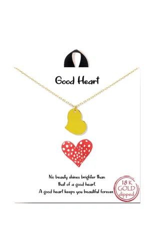 BANA012GD Gold  "Good Heart" Heart Sideways Necklace