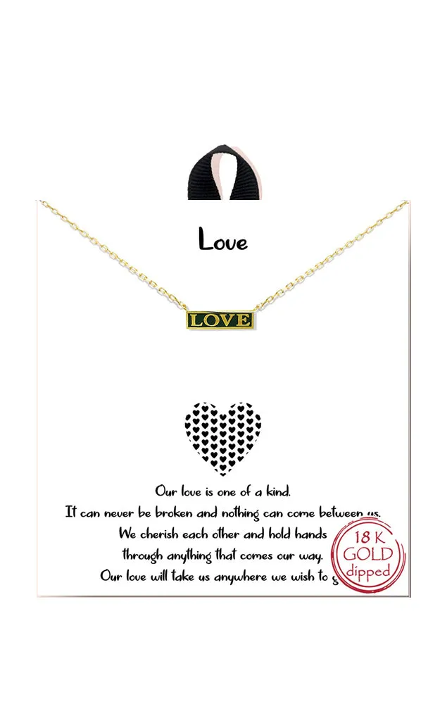 BANA043GD Gold  "Love" Love Enamel Bar Necklace