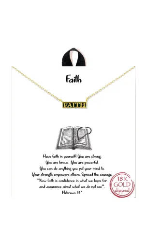 BANA046GD Gold  "Faith" Faith Enamel Bar Necklace