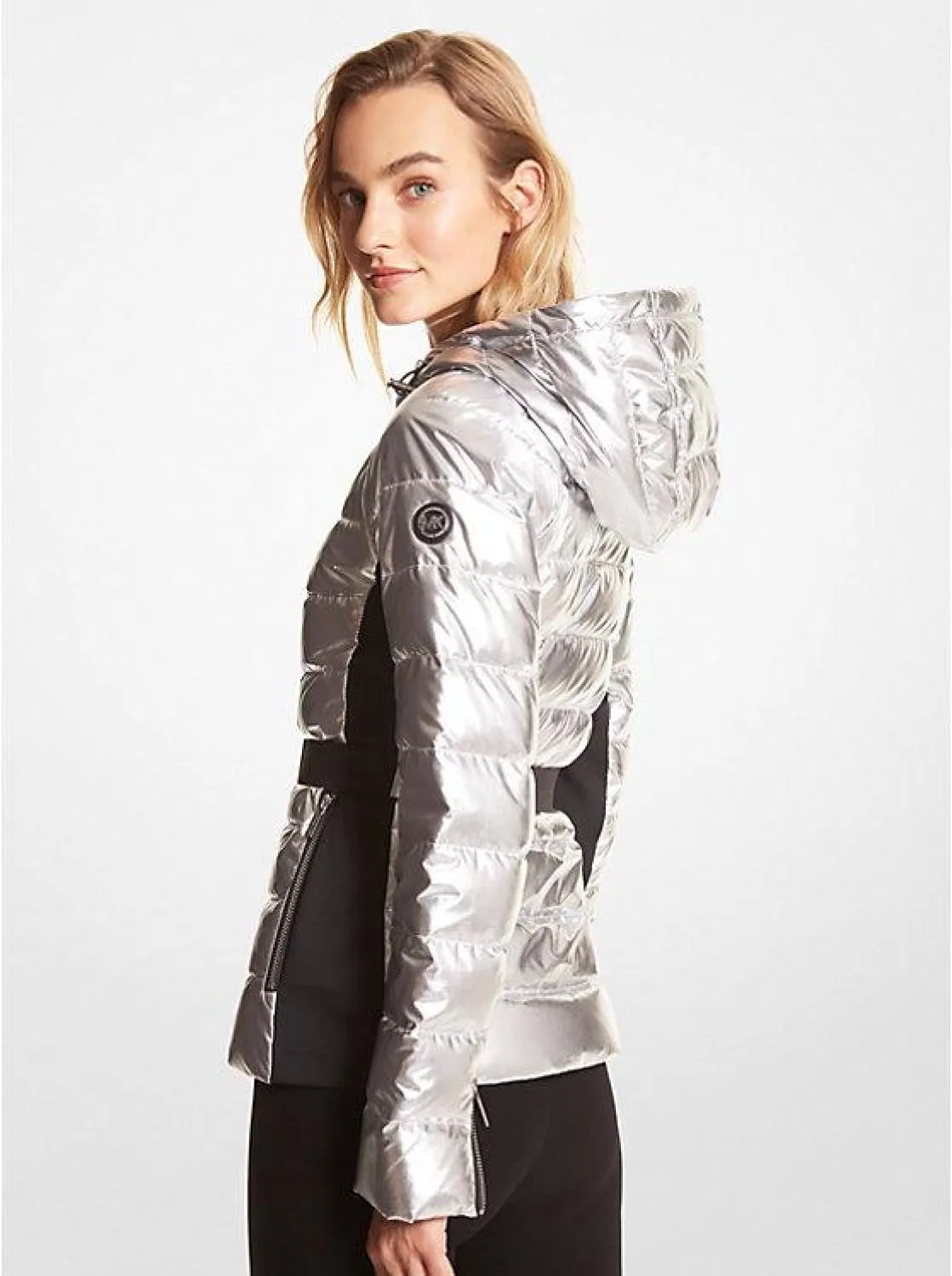 Belted Metallic Puffer Jacket