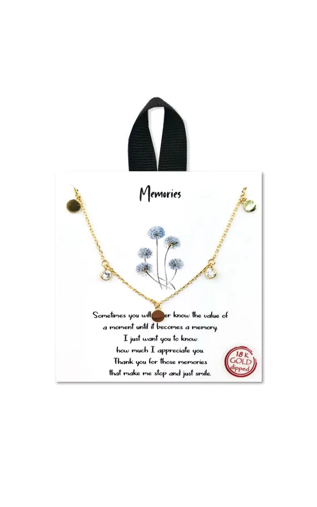 BJNA006GD Gold "Memories" Pendant Necklace