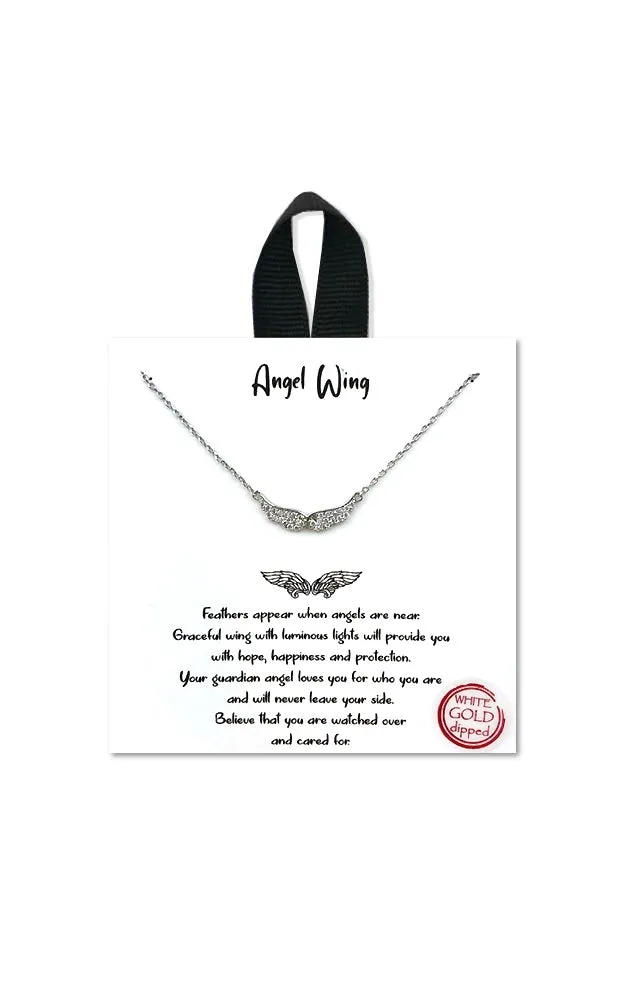 BJNA010RH Rhodium "Angel Wing" Pendant Necklace