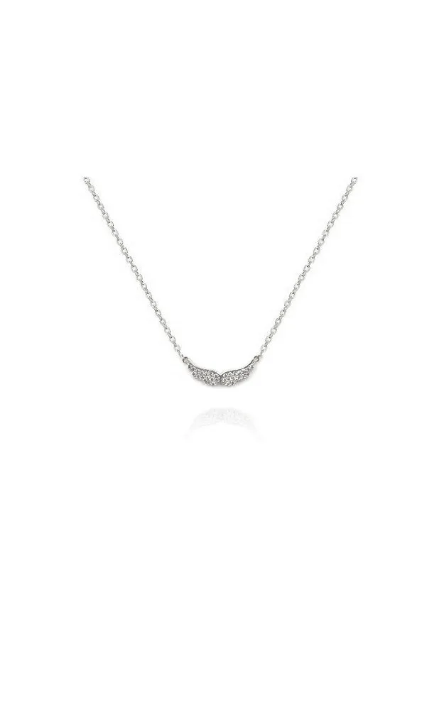 BJNA010RH Rhodium "Angel Wing" Pendant Necklace