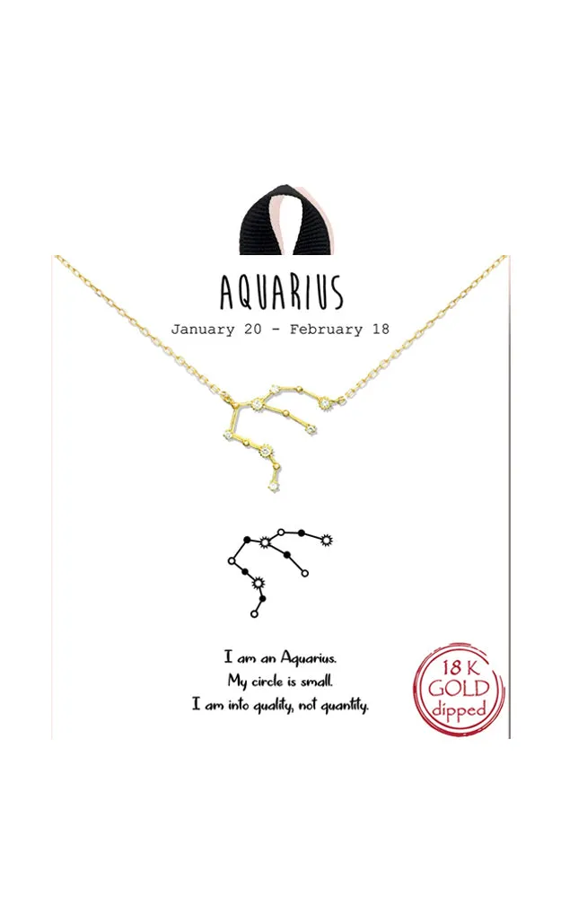 BJNA100AQUGD "Aquarius"  Zodiac Sign Necklace