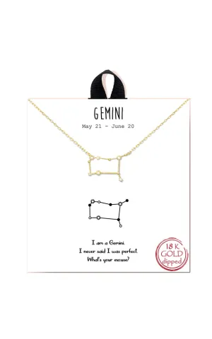 BJNA100GEMGD "Gemini"  Zodiac Sign Necklace