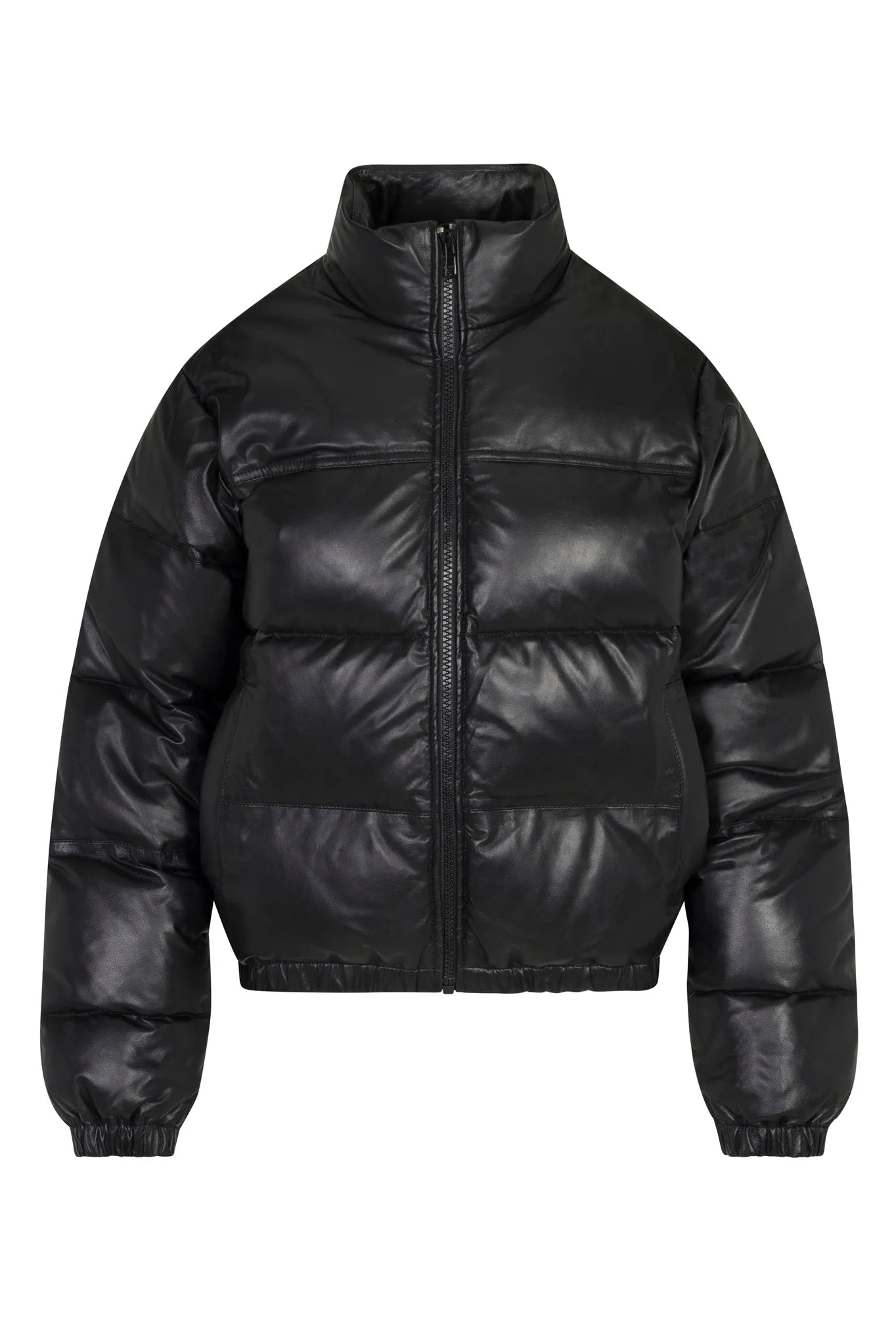 Black Leather Puffer