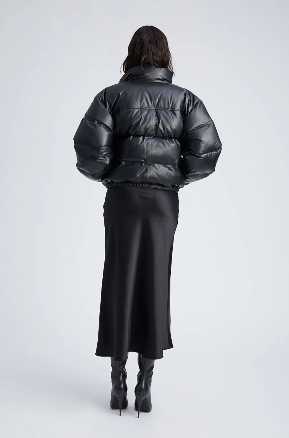 Black Leather Puffer