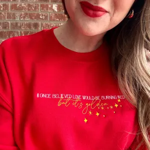 But It's Golden on Red Heavy Blend Sweatshirt