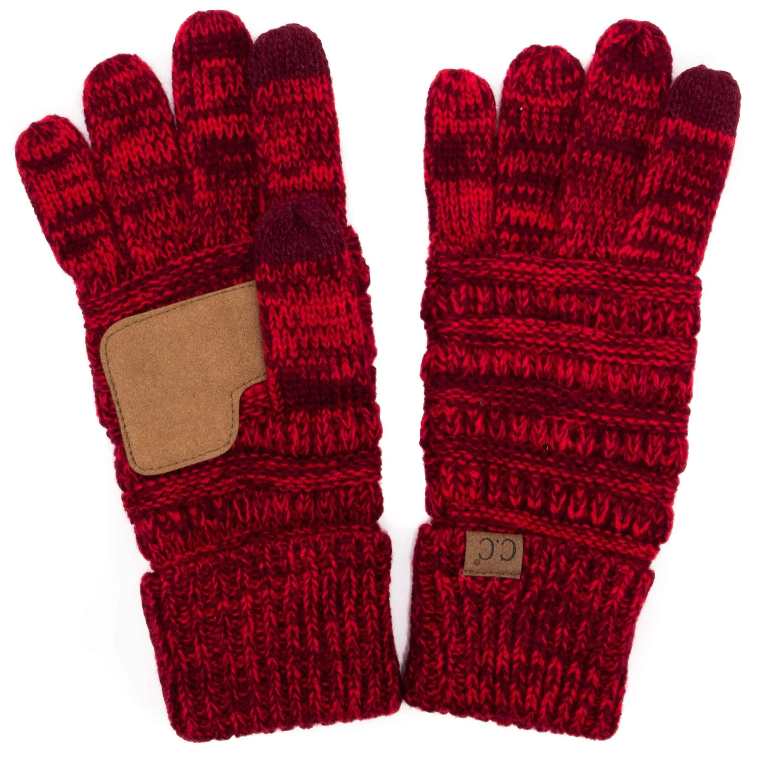 C.C G800 - Unisex Cable Knit Winter Warm Anti-Slip Two-Toned Touchscreen Texting Gloves