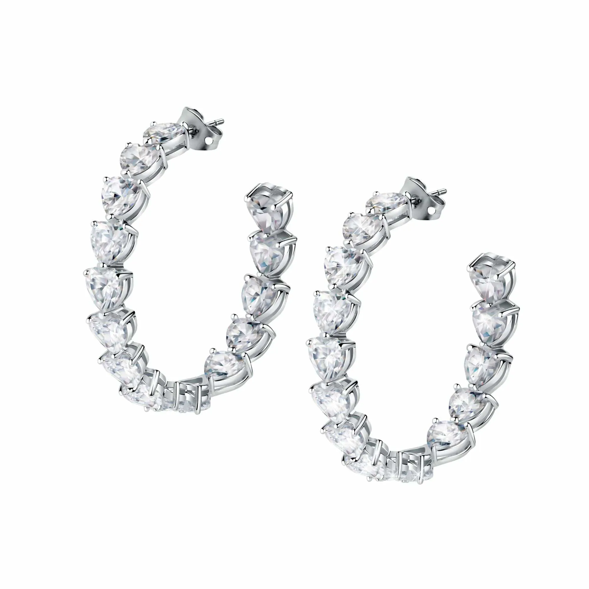 Chiara Ferragni Diamond Heart White Heart Big Hoop Earrings