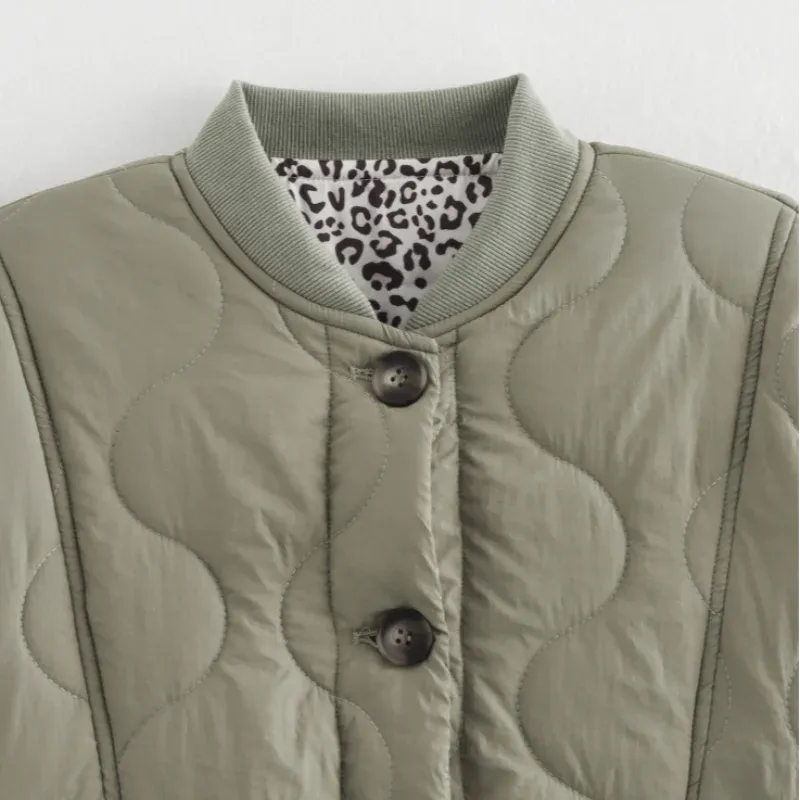 Chic KELCEY Leopard Print Lining Cotton Jacket puffer jacket hottest autumn jacket