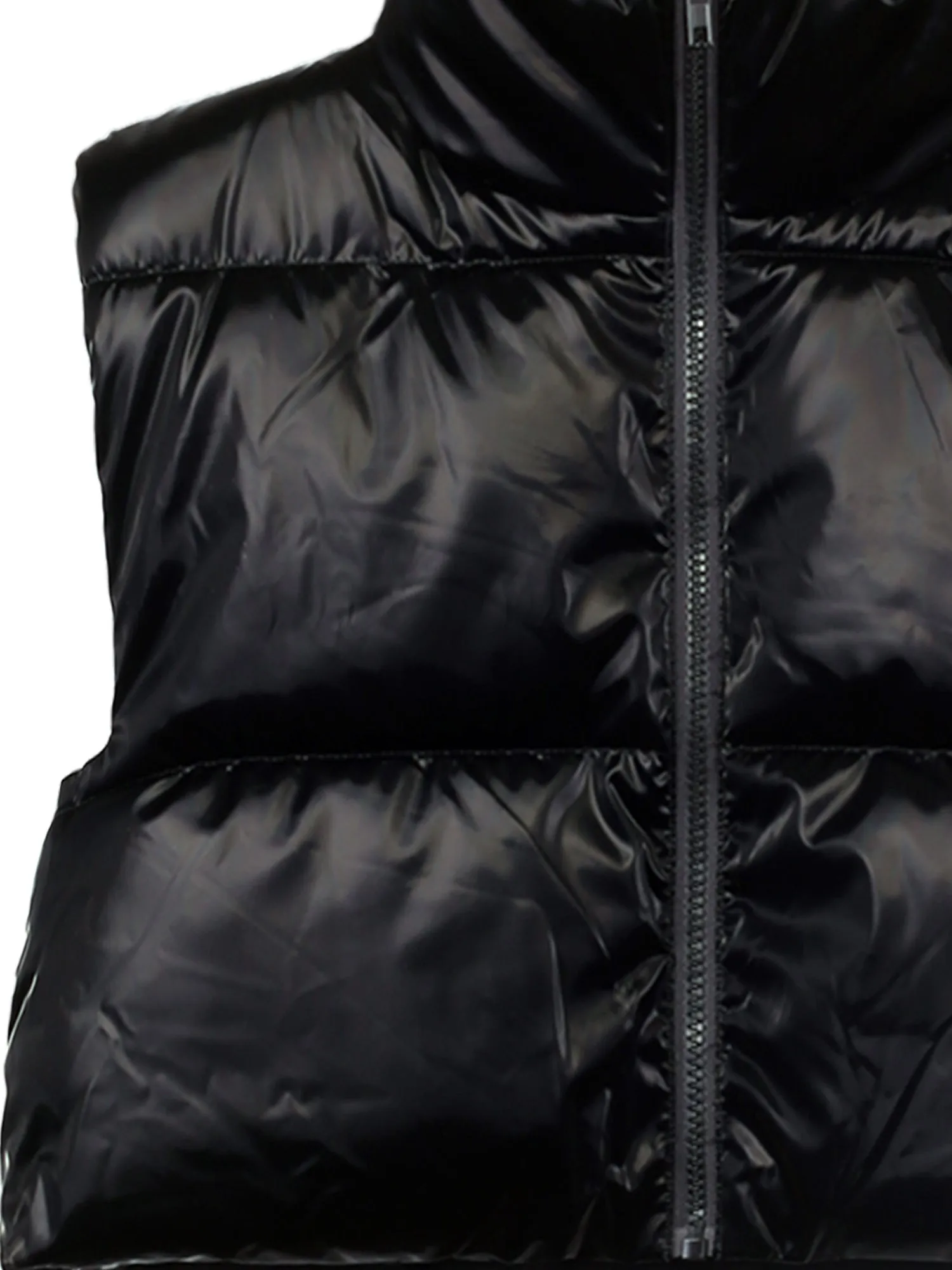 Crop Lightweight Sleeveless Warm Padded Outerwear Puffer Vest Black