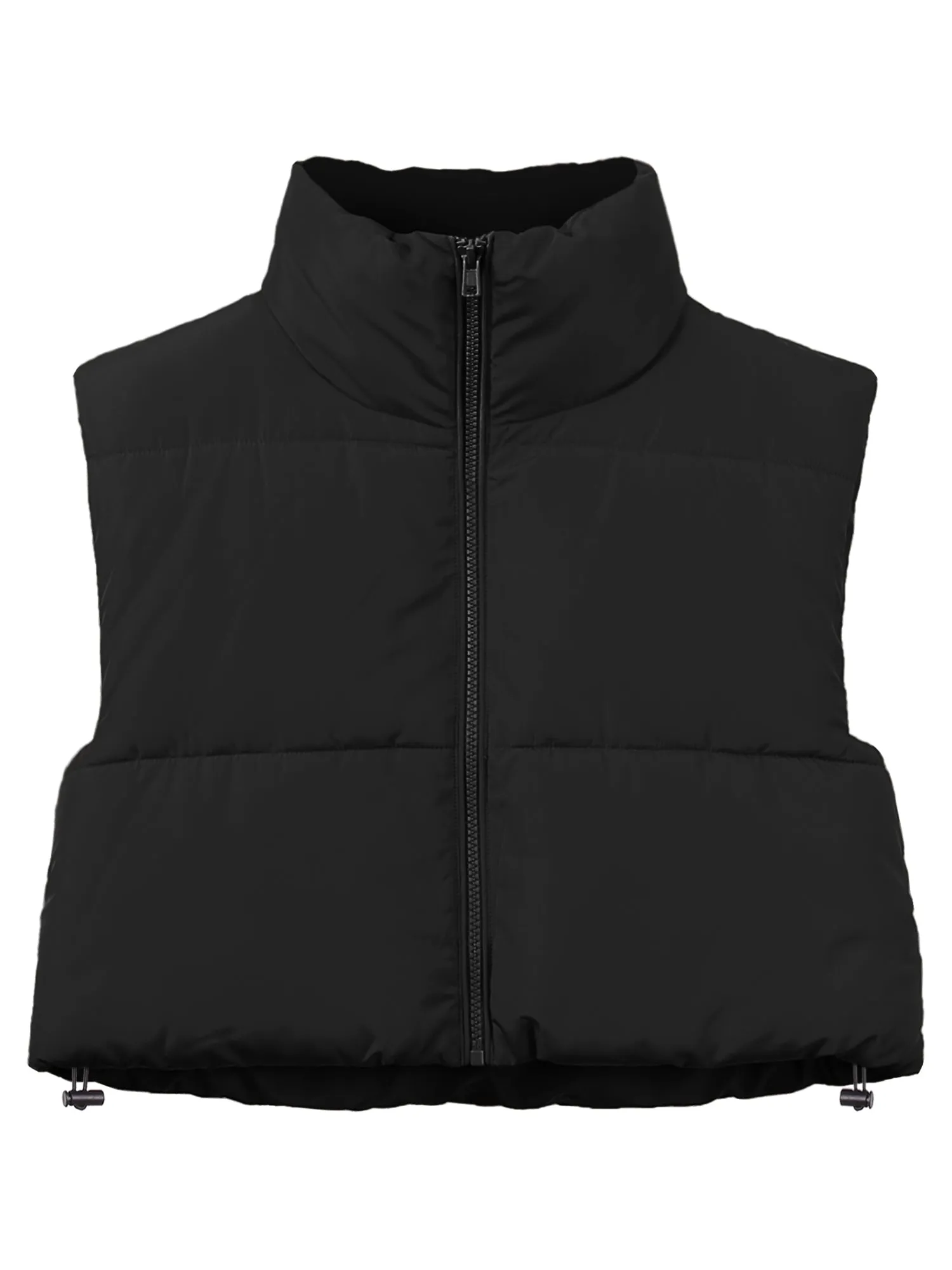 Crop Lightweight Sleeveless Warm Padded Outerwear Puffer Vest Black