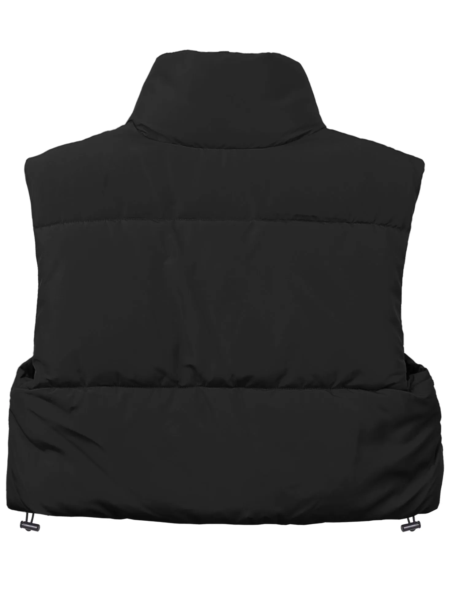 Crop Lightweight Sleeveless Warm Padded Outerwear Puffer Vest Black