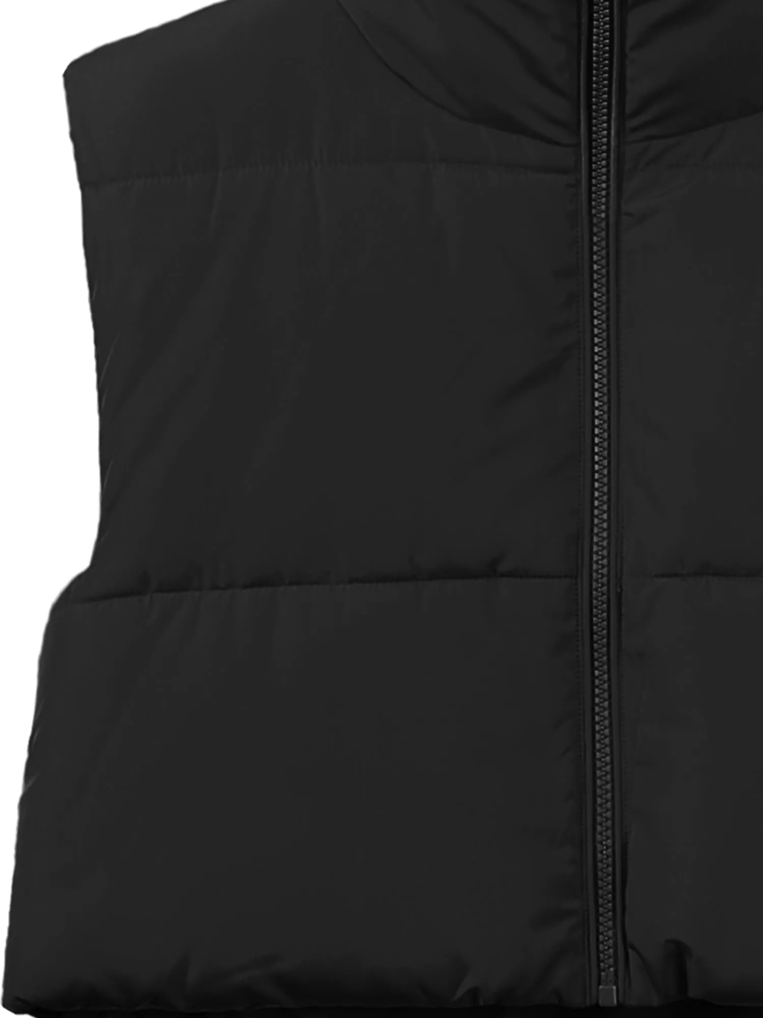 Crop Lightweight Sleeveless Warm Padded Outerwear Puffer Vest Black