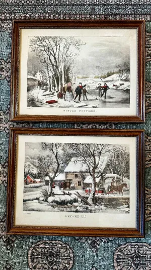 Currier and Ives Prints - 2 available, Frozen up or Winter Pastime