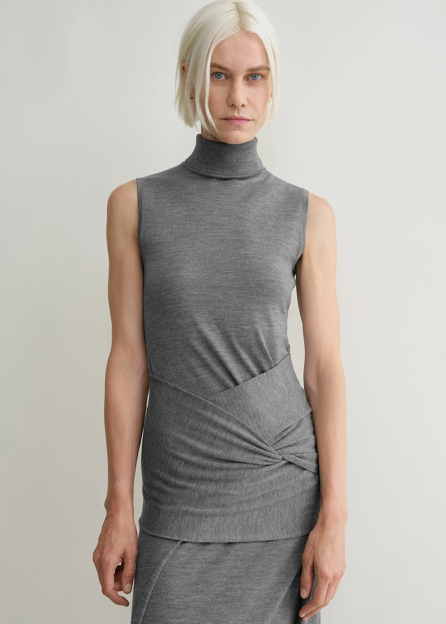 Draped knit dress grey melange