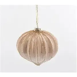 Enchante Champagne Large Ribbed Bauble 10cm