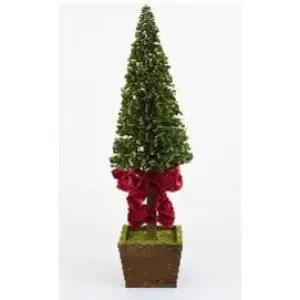 Enchante Potted Boxwood Small Tree Red Bow 53cm