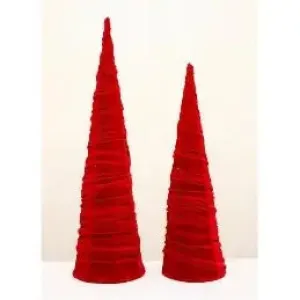 Enchante Red Velvet Conicals Set Of 2 - 60cm