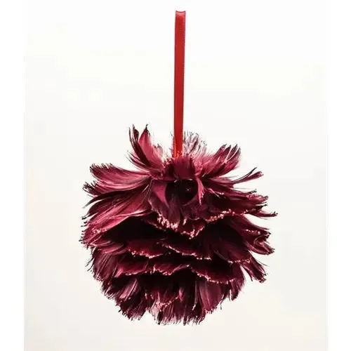 Enchante Ruby Feather Pom Pom Hanger Bauble