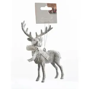 Enchante Silver Sparkle Reindeer Hanger Bauble