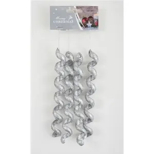 Enchante Silver Sparkle Spiral Hanger 4Pack Bauble