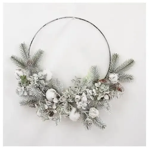 Enchante Sparkled Cotton Wire Wreath 35cm