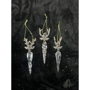 Enchante Stag Droplet Glass Hanger Bauble (Set Of 3 Assorted)