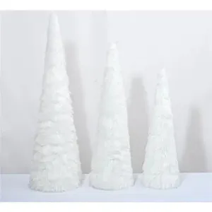 Enchante Winter Fur Conical Trees Set Of 3