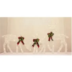 Enchante Winter Snow Reindeer Family Set Of 3 Tartan Bow 71cm