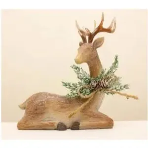 Enchante Winter Wisp Resin Sitting Deer 40cm