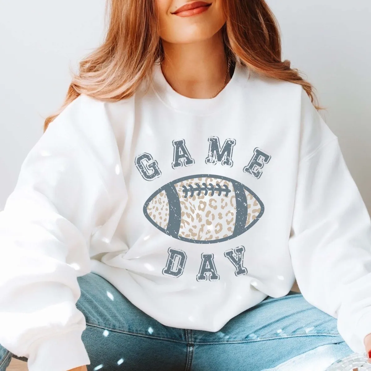 Game Day Leopard Football Sweatshirt