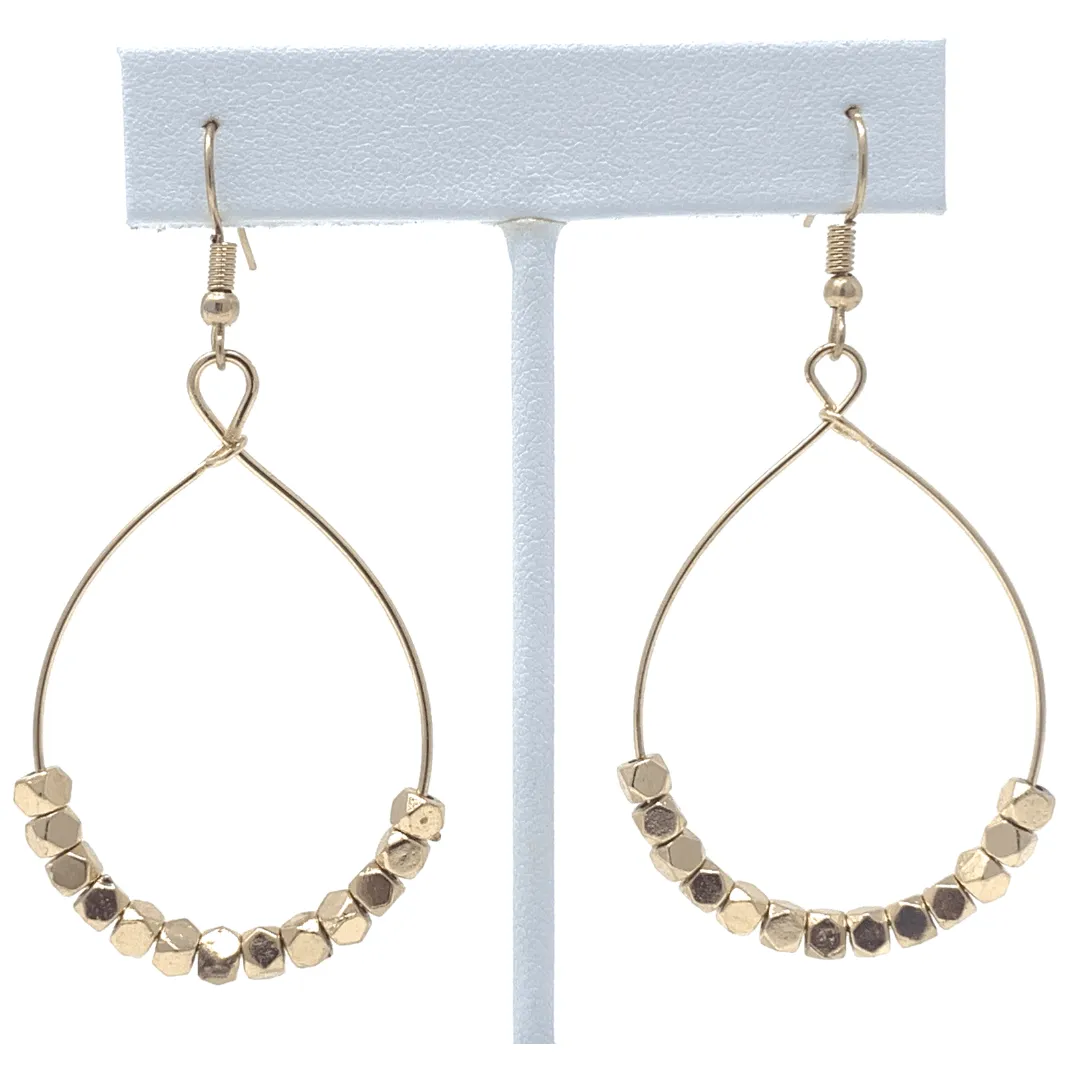 Gold Beaded Hoop Earrings