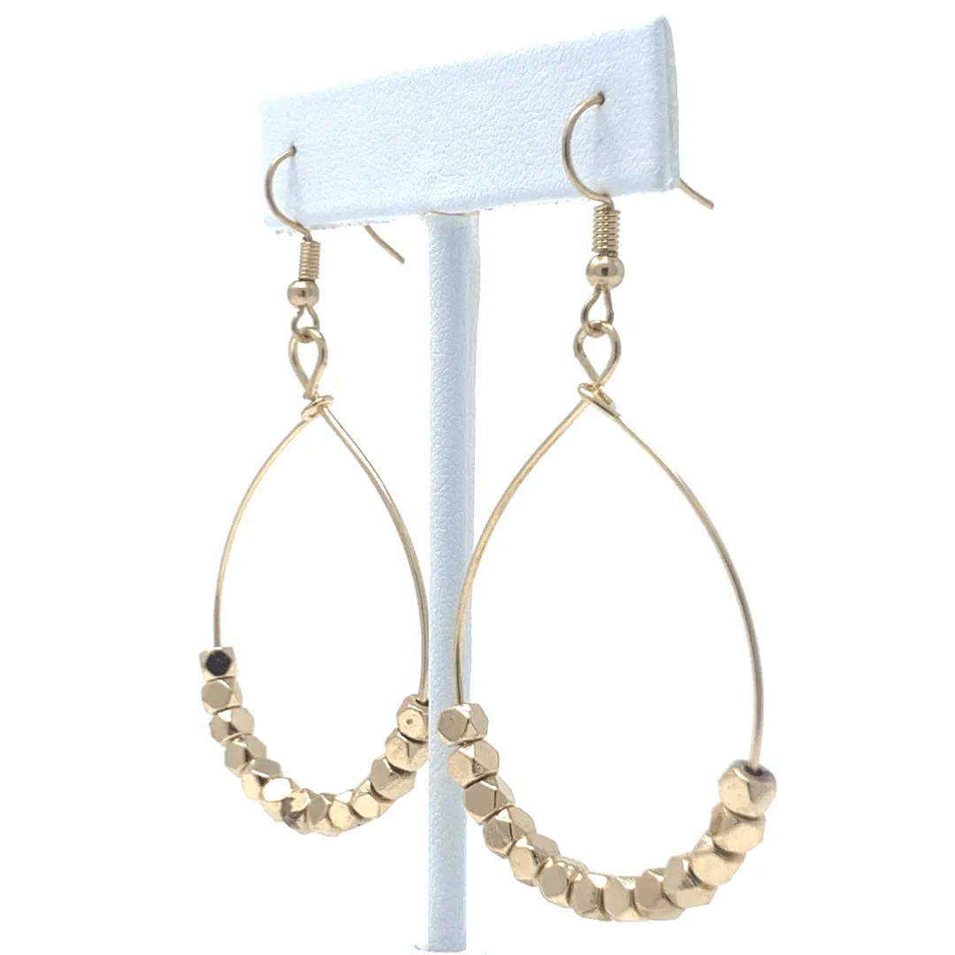 Gold Beaded Hoop Earrings