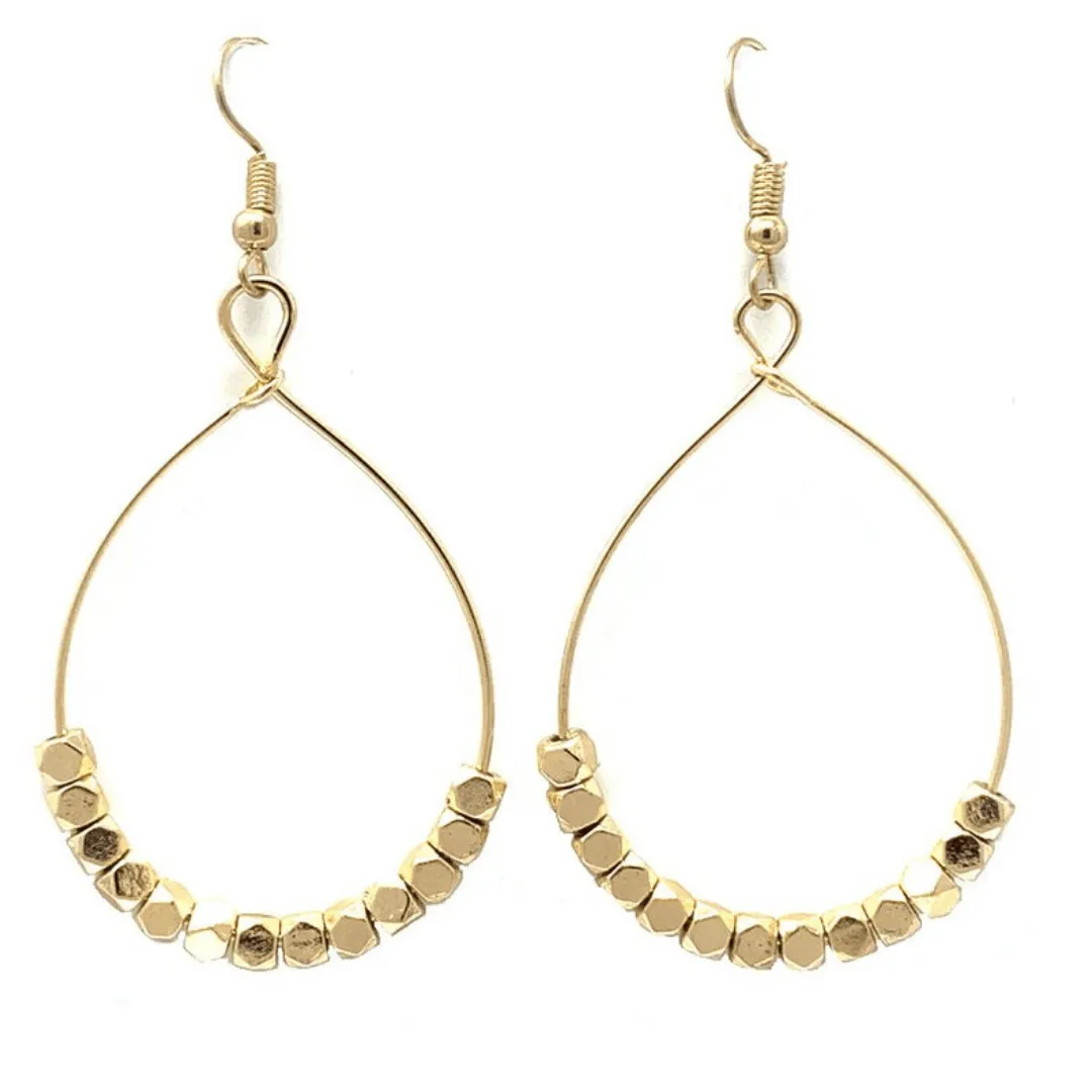 Gold Beaded Hoop Earrings