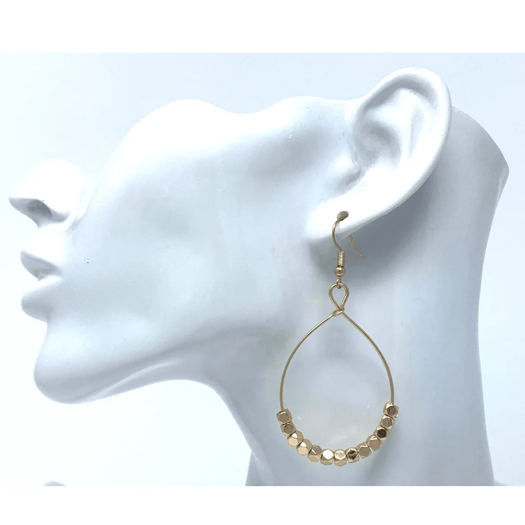 Gold Beaded Hoop Earrings