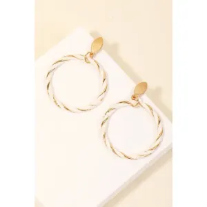 Gold Drop Raffia Twist Hoop Earrings