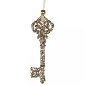 Gold Glitter Hanging Key Bauble