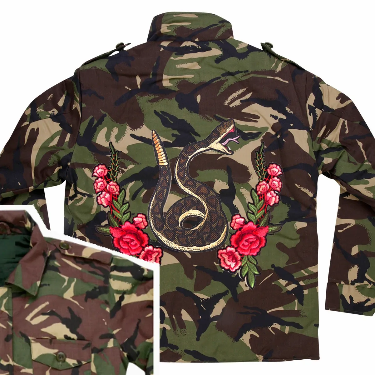 Green Snake and Roses Camo Jacket