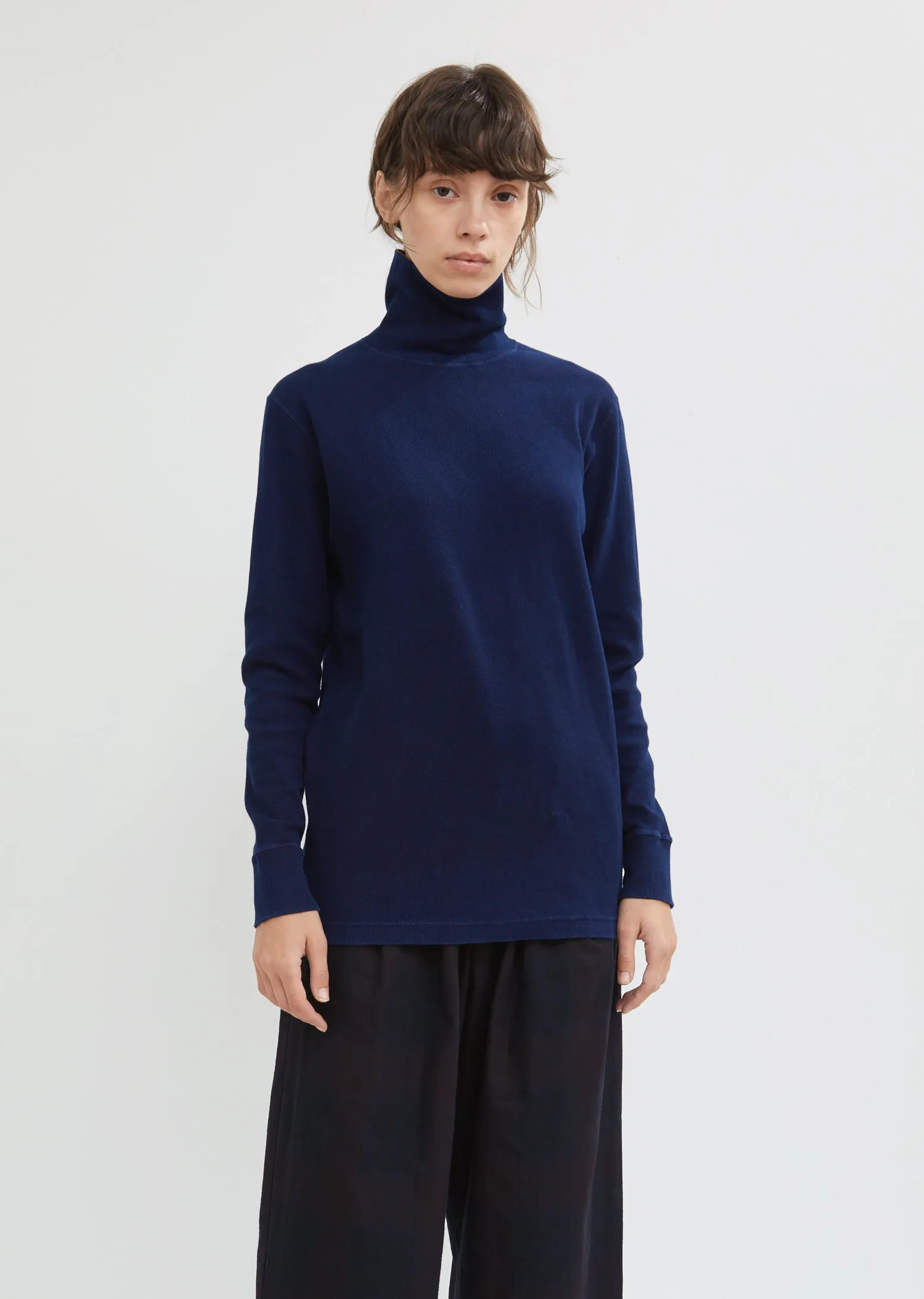 Hand Dyed Slub Cotton Rib Turtleneck