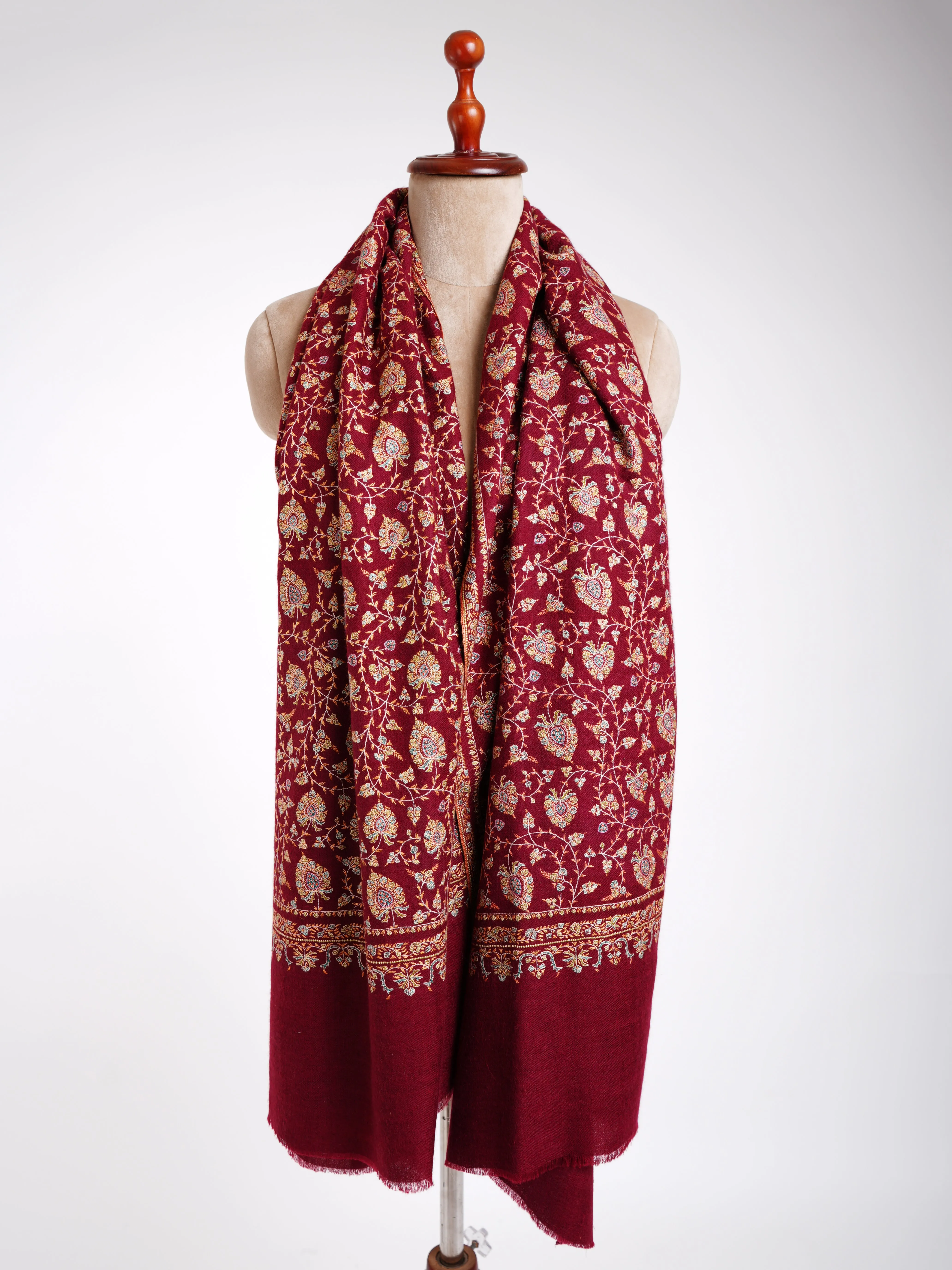 Hand Sozni Neem Jamavar Pashmina Shawl Valiant Poppy