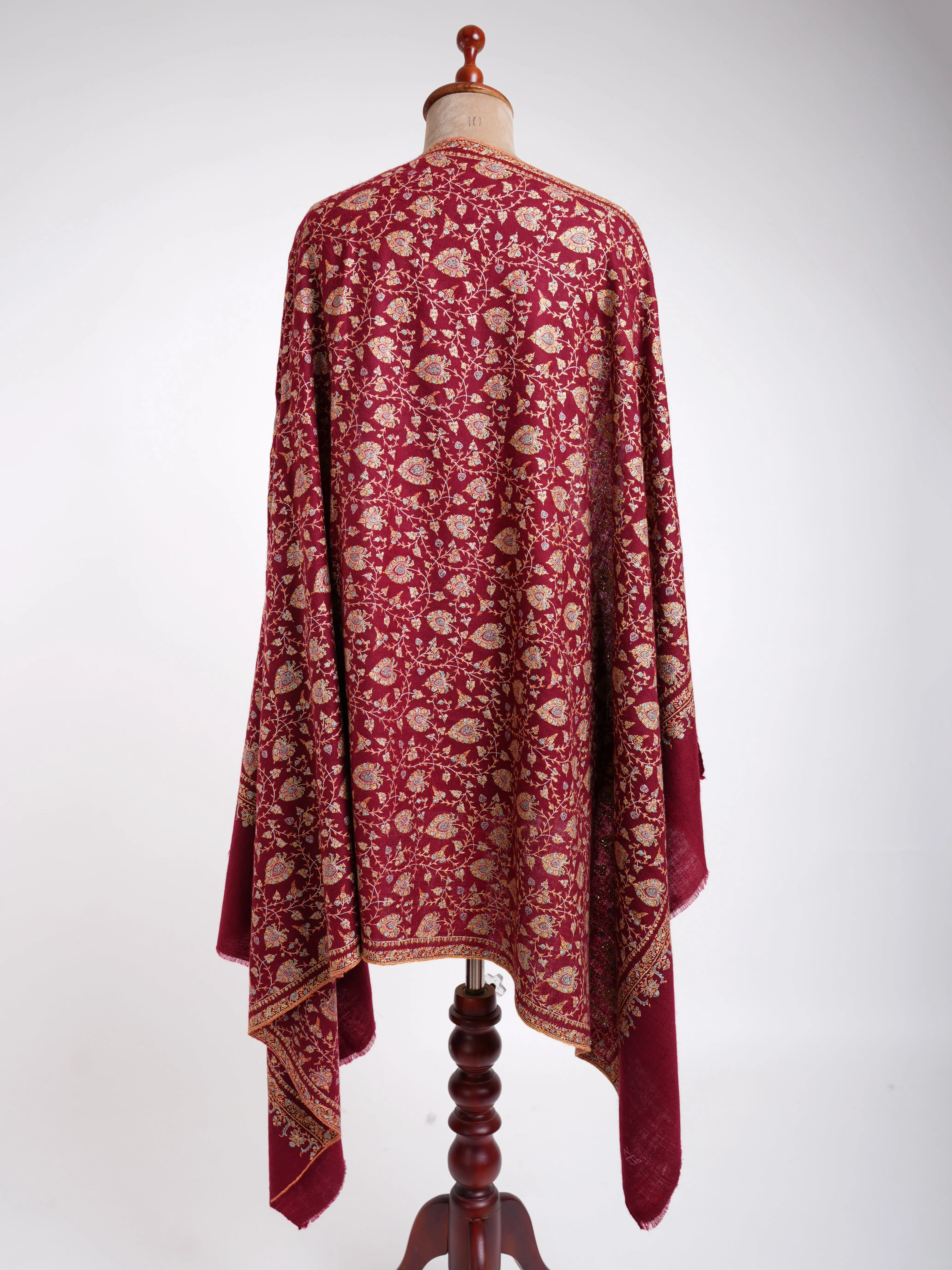 Hand Sozni Neem Jamavar Pashmina Shawl Valiant Poppy