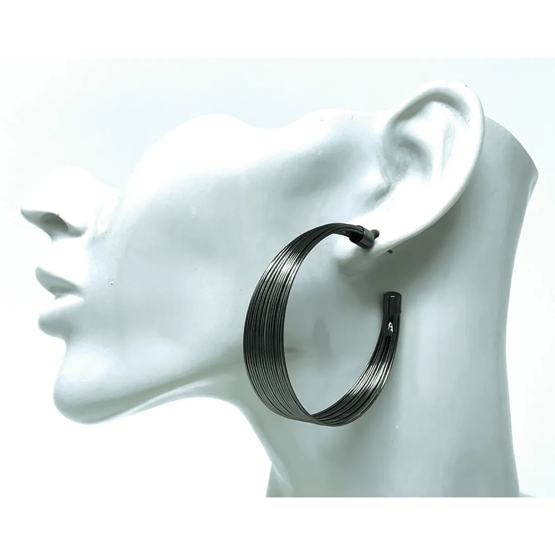 Hematite Large Hoop Earrings