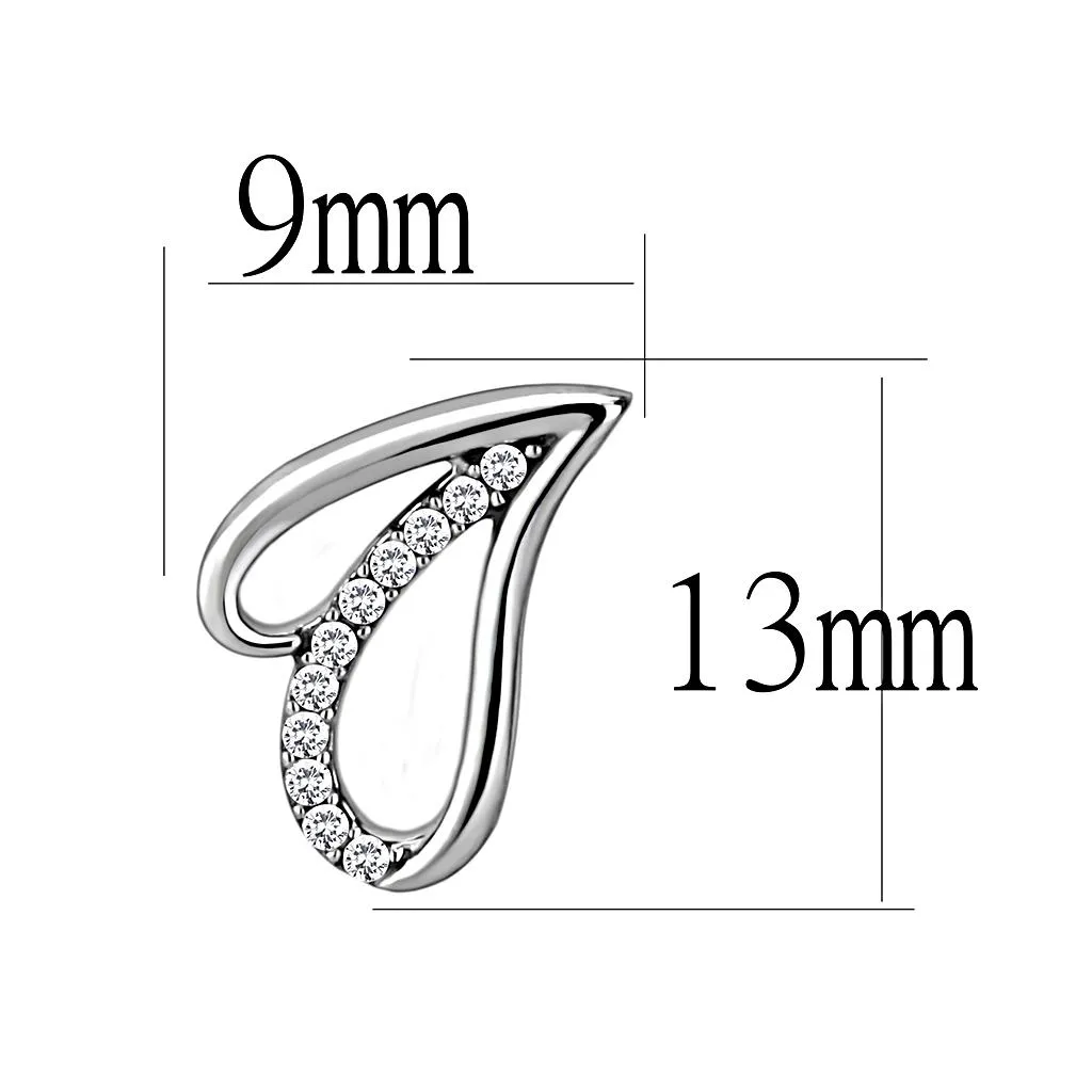 High polished (no plating) Stainless Steel Earrings with AAA Grade CZ in Clear for Women Clear Stone Color Style DA195