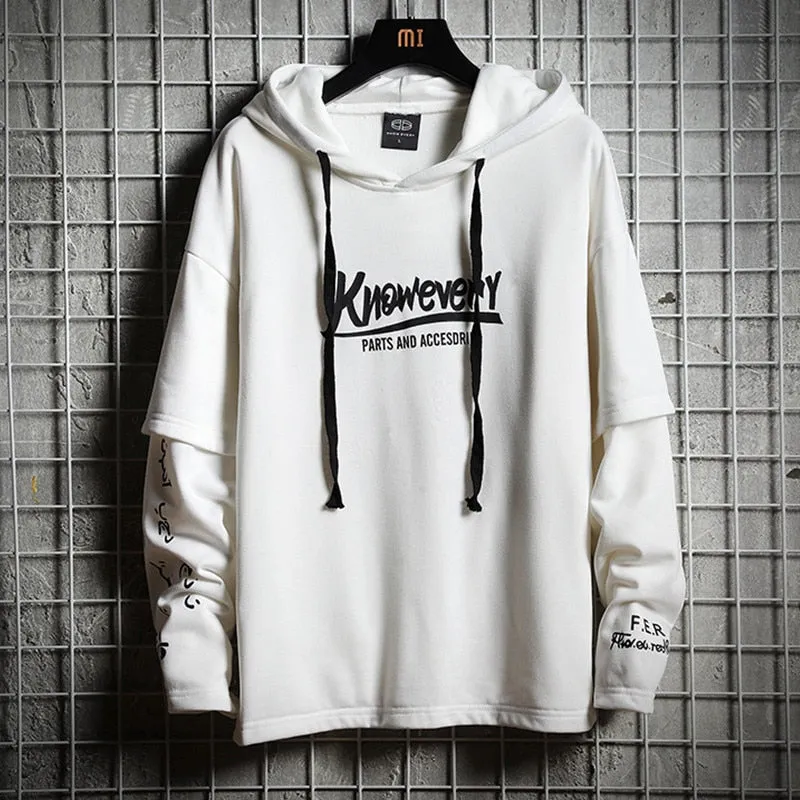 Hip Hop Men Hoodies Sweatshirt Autumn Cotton Black Male Streetwear