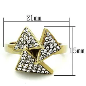 IP Gold(Ion Plating) Stainless Steel Ring with Top Grade Crystal in Clear for Women Style TK1485