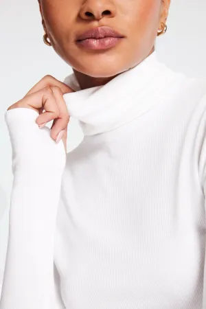 Jackson Rib Cropped Turtleneck - White